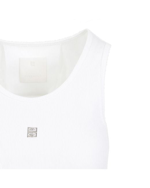 Givenchy White 4G Logo Plaque Sleeveless Tank Top