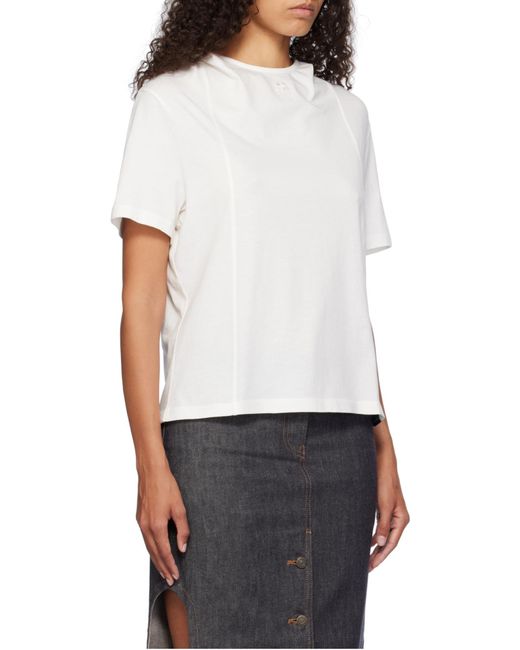 Courreges White Courrèges Logo Embroidered Hooded T-Shirt