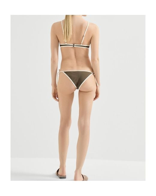 Brunello Cucinelli Gray Monili Detailed Bikini Top