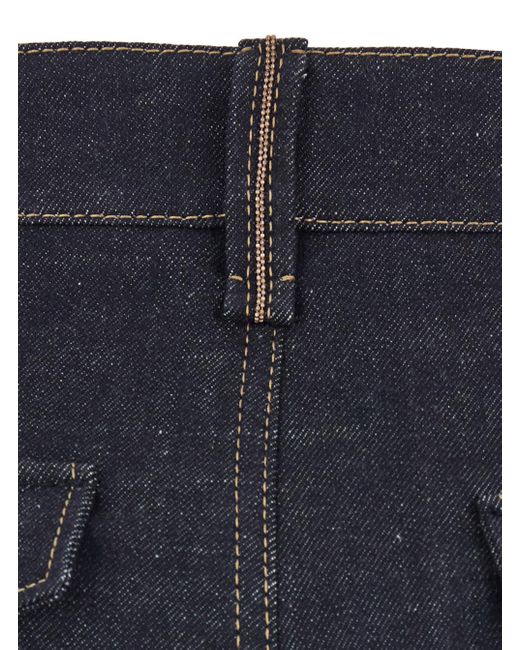 Brunello Cucinelli Blue Denim Trousers With Belt Loops