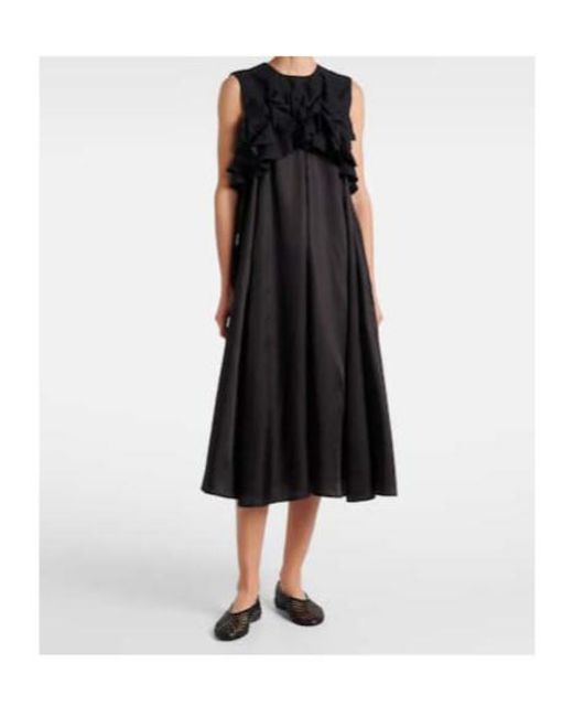 Comme des Garçons Black Ruffled Wool Midi Dress