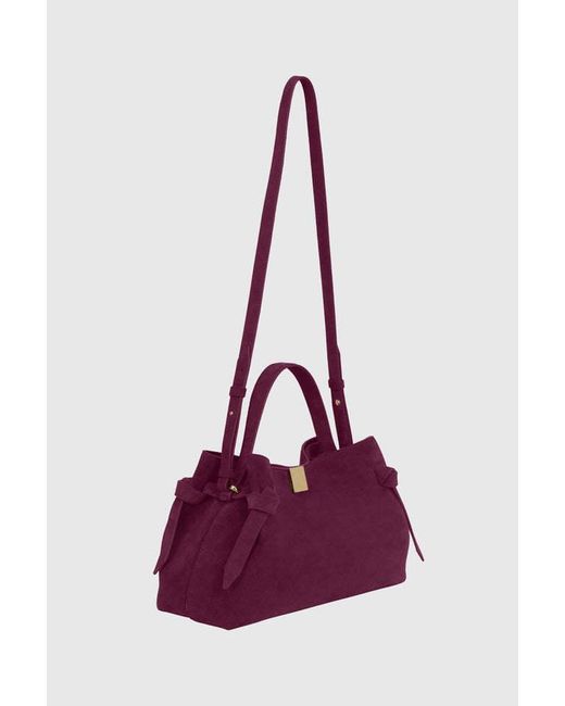 Yuzefi Purple Gyoza Knot-Detail Suede Tote Bag