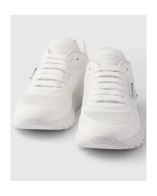 Prada White Prax 2.0 Lace-Up Sneakers