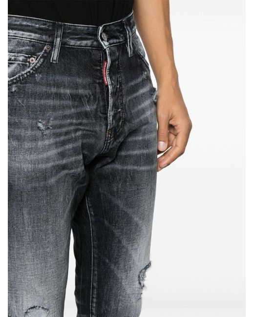 DSquared² Blue Cool Guy Distressed Slim-Leg Jeans for men