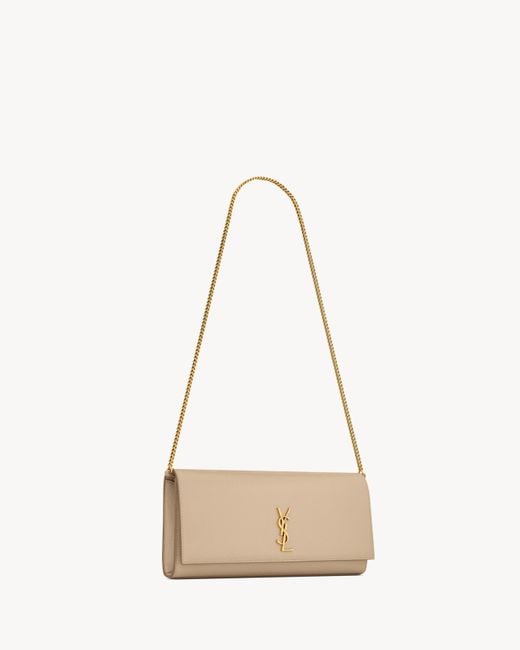 Saint Laurent White Kate Foldover Top Clutch Bag