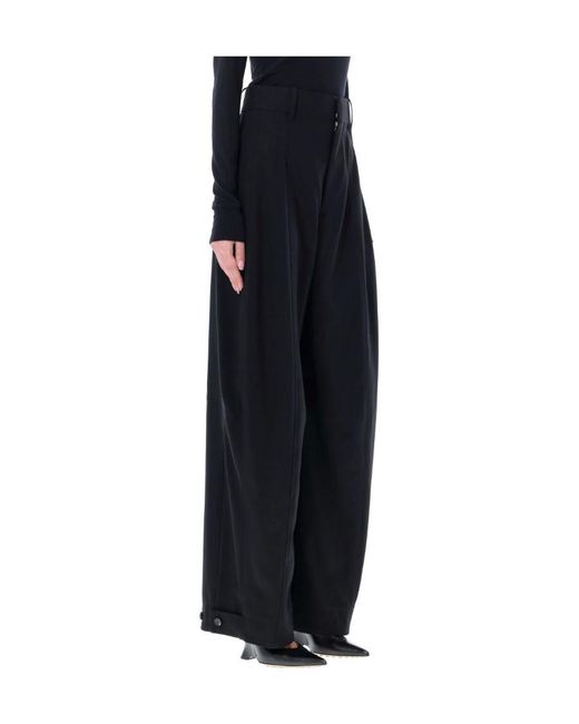 Bottega Veneta Black Wide-Leg Casual Pants