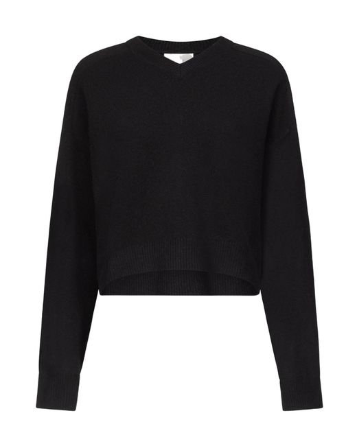 Loulou de Saison Black Anzor Boxy V-Neck Knitted Sweater