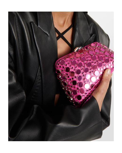 The Attico Pink Midnight Studded Leather Clutch
