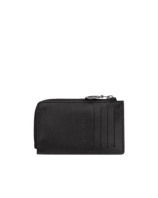 Longchamp Black Le Pliage Embossed Leather Cardholder