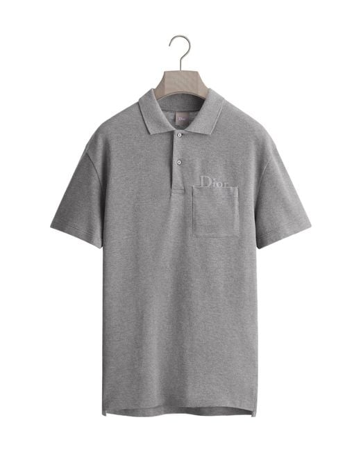 Dior Gray Homme Tonal Embroidery Polo Shirt for men