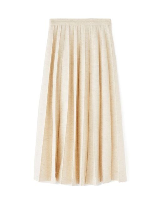 Loro Piana Natural Pleated Midi Skirt