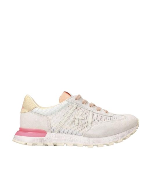 Premiata White Logo Sports Shoes