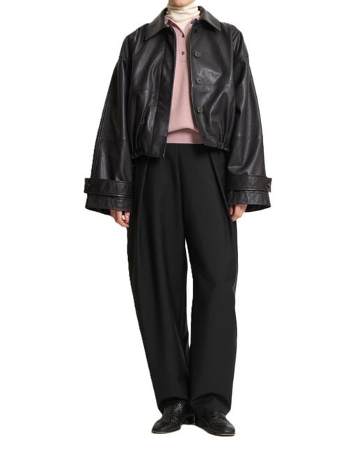 Rohe Black Cropped Leather Jacket