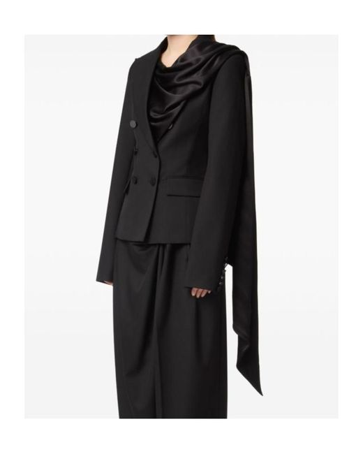 Nina Ricci Black Draped-Scarf Blazer