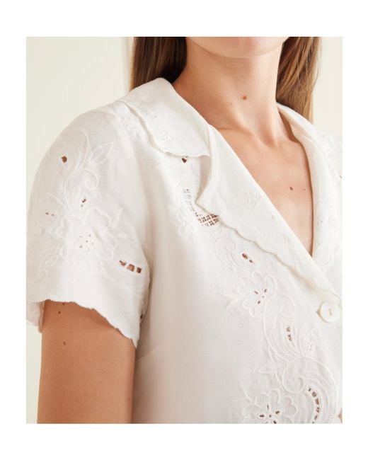 Rixo White Short-Sleeved Dress