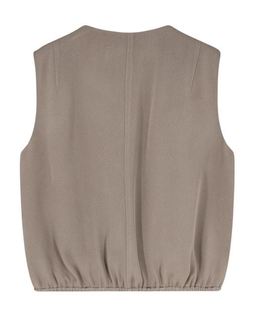 Alysi Natural Draped V-Neck Sleeveless Top