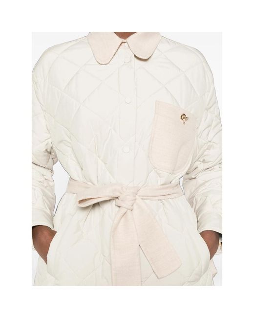 Fabiana Filippi White Quilted Belted Casual Jacket