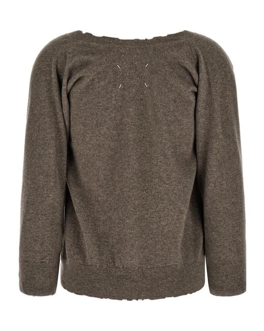 Maison Margiela Green Ribbed Knit Sweater