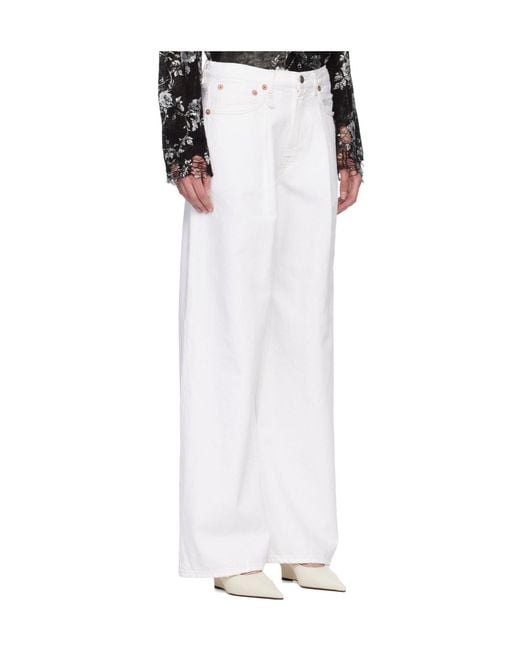 R13 White Damon Belt Loop Jeans