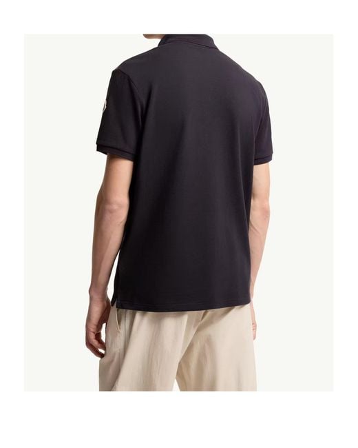 Moncler Black Logo Patch Short-Sleeved Polo Shirt for men