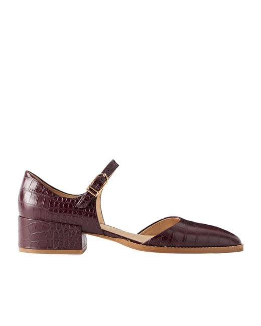 Gabriela Hearst Brown Riley Croc-Effect Leather Mary Jane Flats