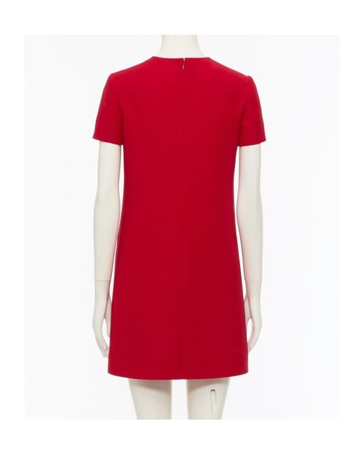 Valentino Red Short Sleeved Crewneck Dress