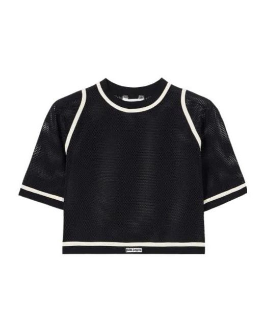 Palm Angels Black Logo-Detail Cropped T-Shirt