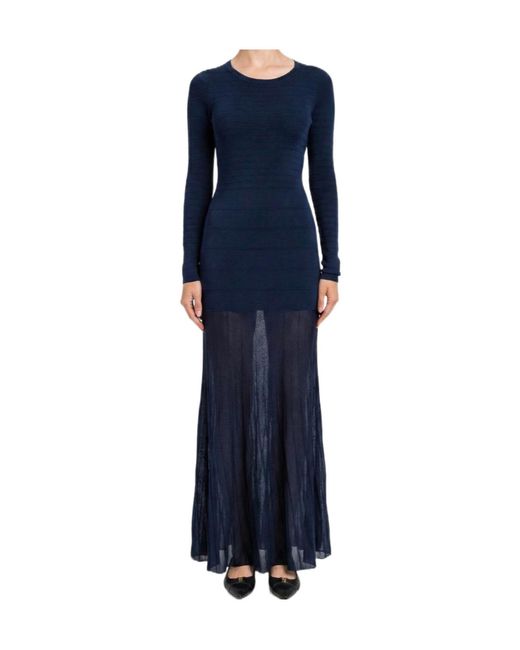 Twinset Blue Knitted Pleated Dress
