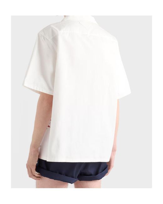 Prada White Graphic Printed Short-Sleeved Shirt for men