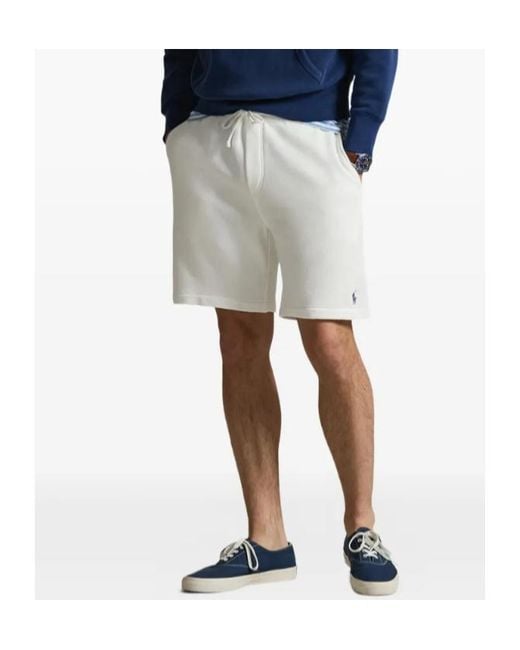 Polo Ralph Lauren White Logo Drawstring Sweat Shorts for men