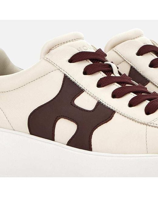 Hogan Natural Low-Top Ivory Sneakers With Suede Logo