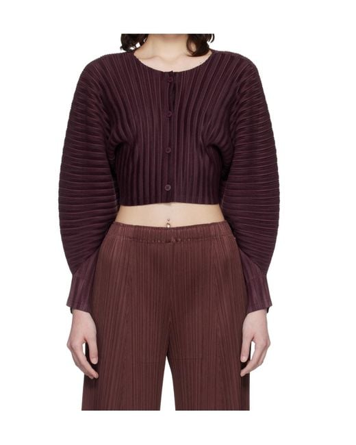 Pleats Please Issey Miyake Red Pleats Please Issey Miyake Rib Pleats January Cardigan