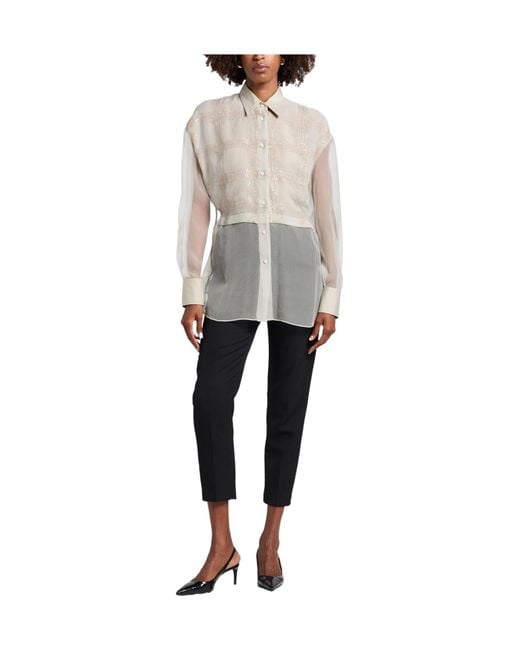 Brunello Cucinelli Gray Bright-Colored Long-Sleeved Shirt