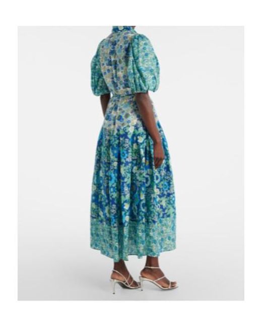 ALÉMAIS Blue Sacha Floral Ramie Shirt Dress