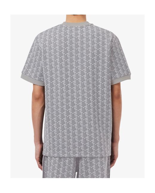 Lacoste Gray Geometric Pattern T-Shirt for men