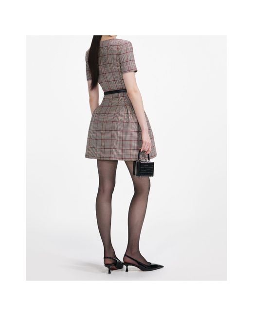Self-Portrait Multicolor Checked Short Sleeve Mini Dress