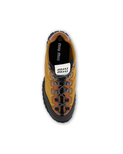 Miu Miu Brown Letter-Print Sneakers