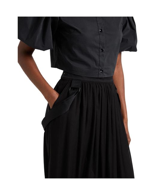 Max Mara Black Solid Color Flared Skirt