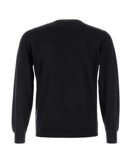 Fedeli Blue Classic Crewneck Knit Shirt for men