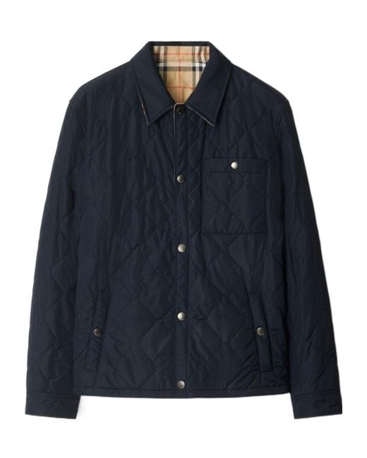 Burberry Blue Reversible Quilted Overshirt for men