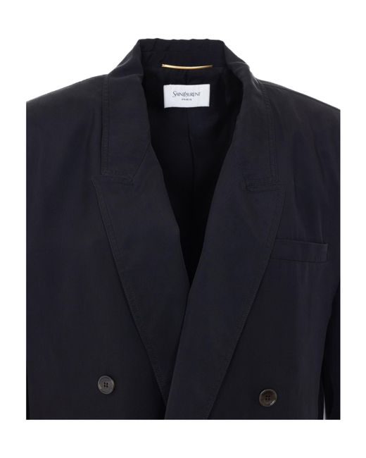 Saint Laurent Black Double-Breasted Long-Sleeved Jacket