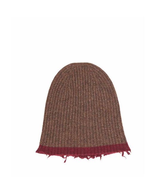 Uma Wang Brown Ribbed Knit Hat