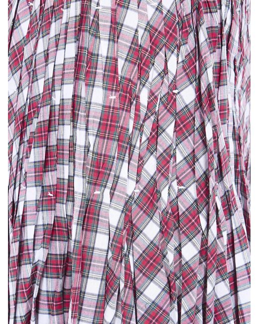 N°21 Purple Check-Pattern Pleated Midi Skirt