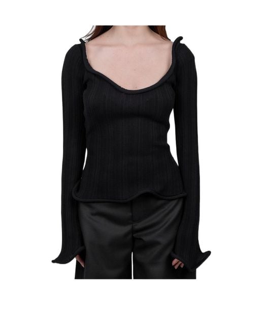 Séfr Black Séfr Giselle Wide Neck Knitted Top