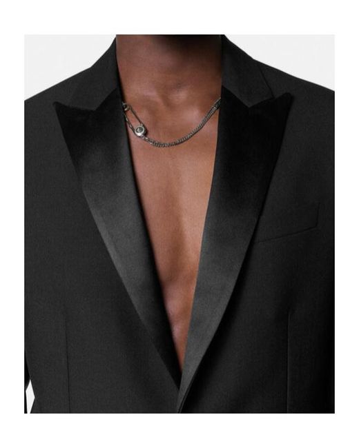 Versace Metallic Safety-Pin Pendant Necklace for men