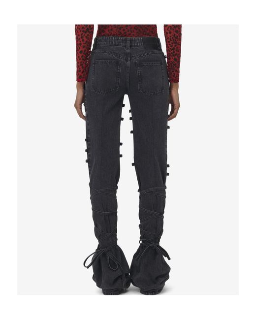 McQueen Black Low-Rise Tied Jeans