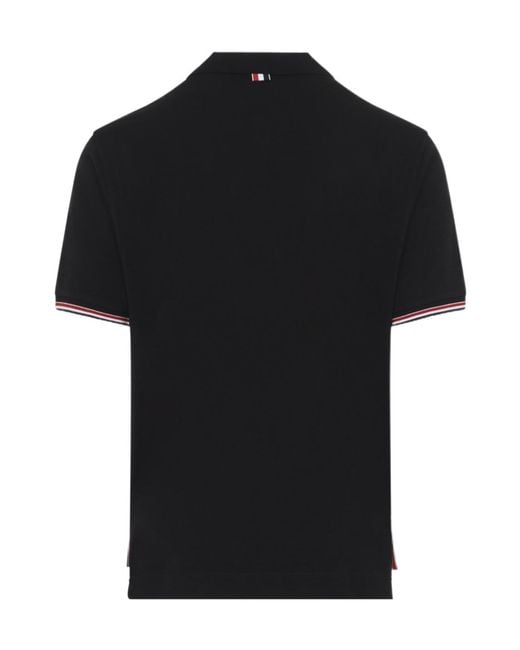 Thom Browne Black Etro Rwb-Striped Short-Sleeved Polo Shirt for men