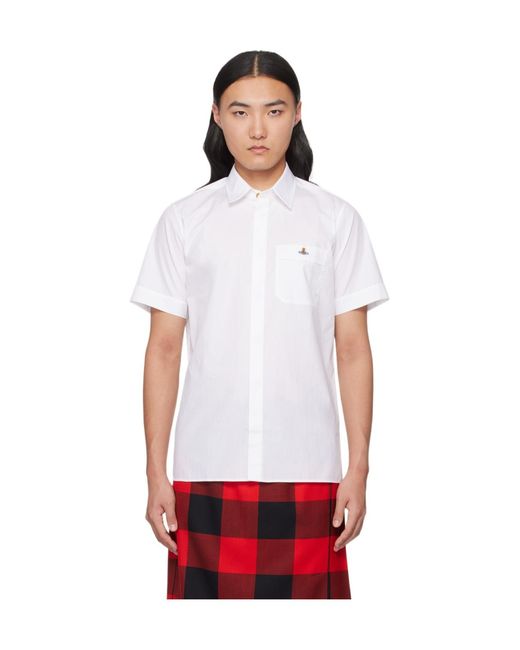 Vivienne Westwood White Logo Short Sleeve Shirt for men