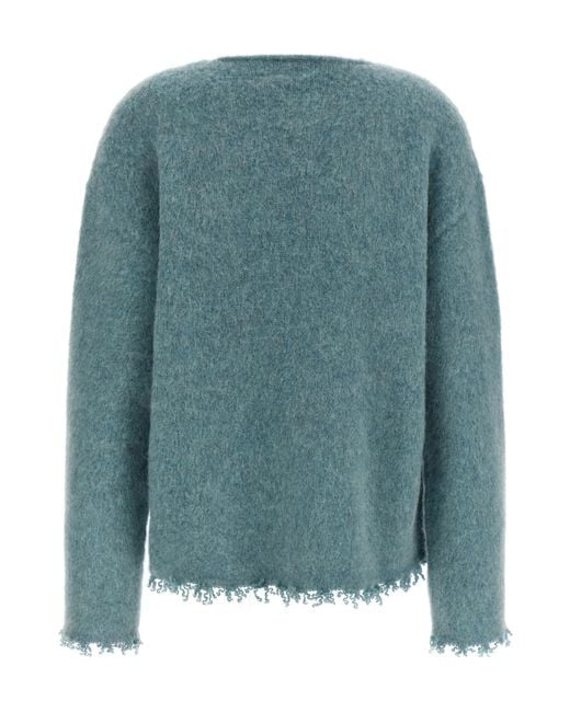 Jil Sander Blue Frayed Edge Boat-Neck Jumper