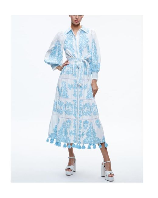 Alice + Olivia Blue Medium And Long Layered Dress